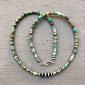 Green Kingman Heishi necklace 18 inches